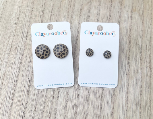 Leopard Print Circle Stud Earrings