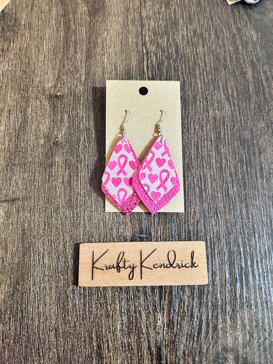 Breast Cancer dangle earrings