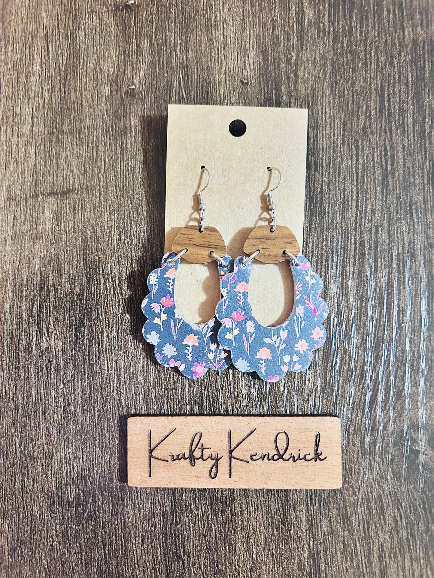 Dangle Earrings with wooden connector