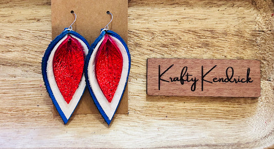 Red, White and Blue Pinched Petal Earrings