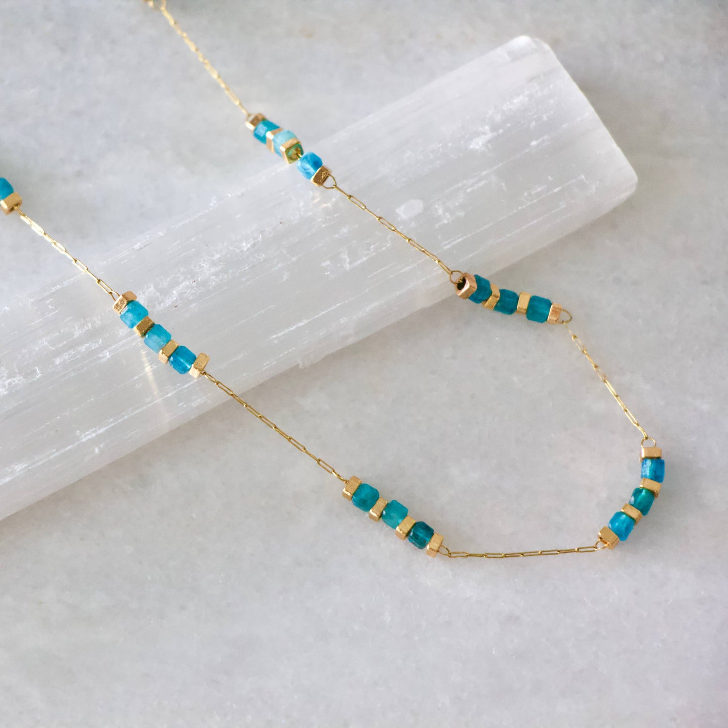 Square Stone Beaded Chain - Apatite, Amazonite, Labradorite,