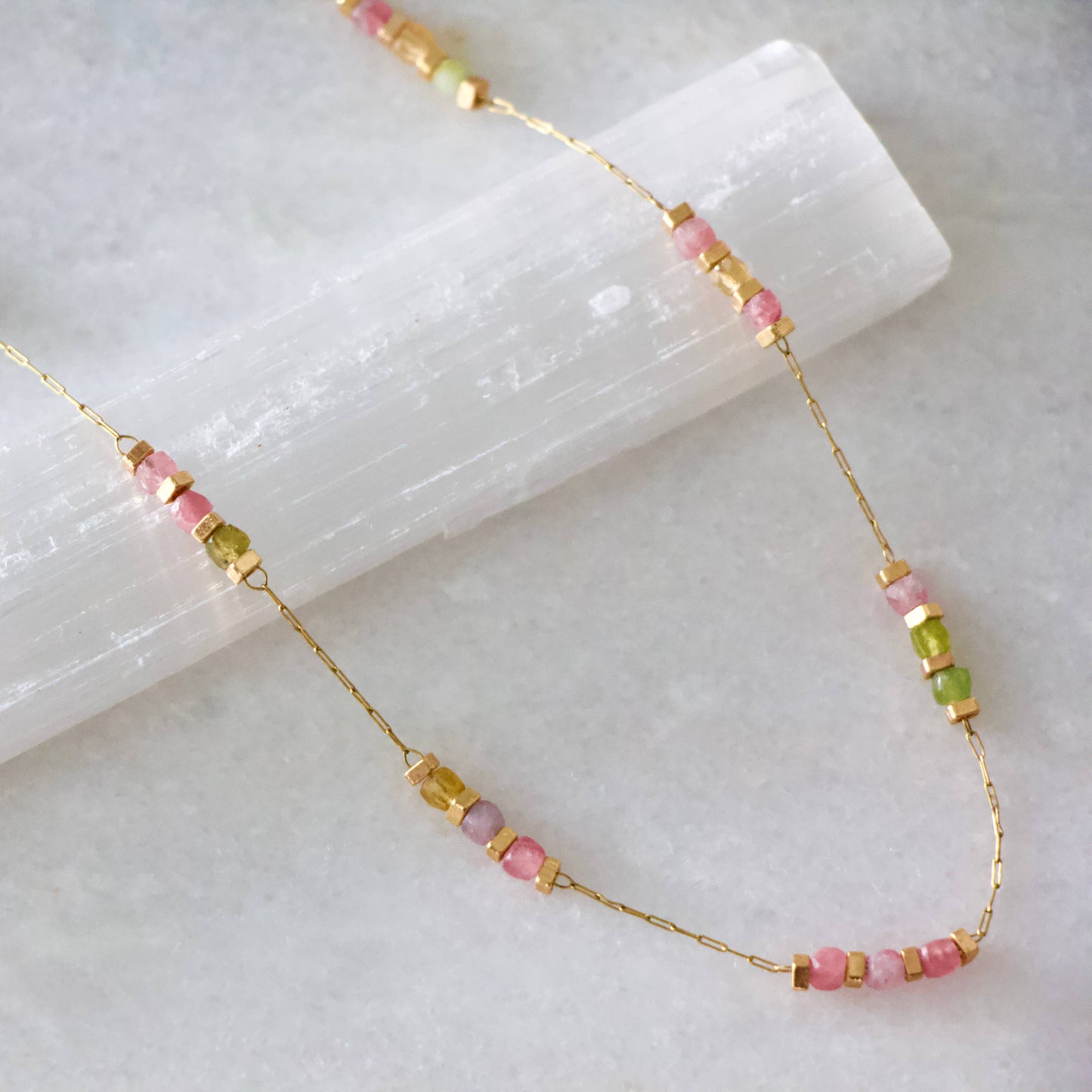 Square Stone Beaded Chain - Apatite, Amazonite, Labradorite,