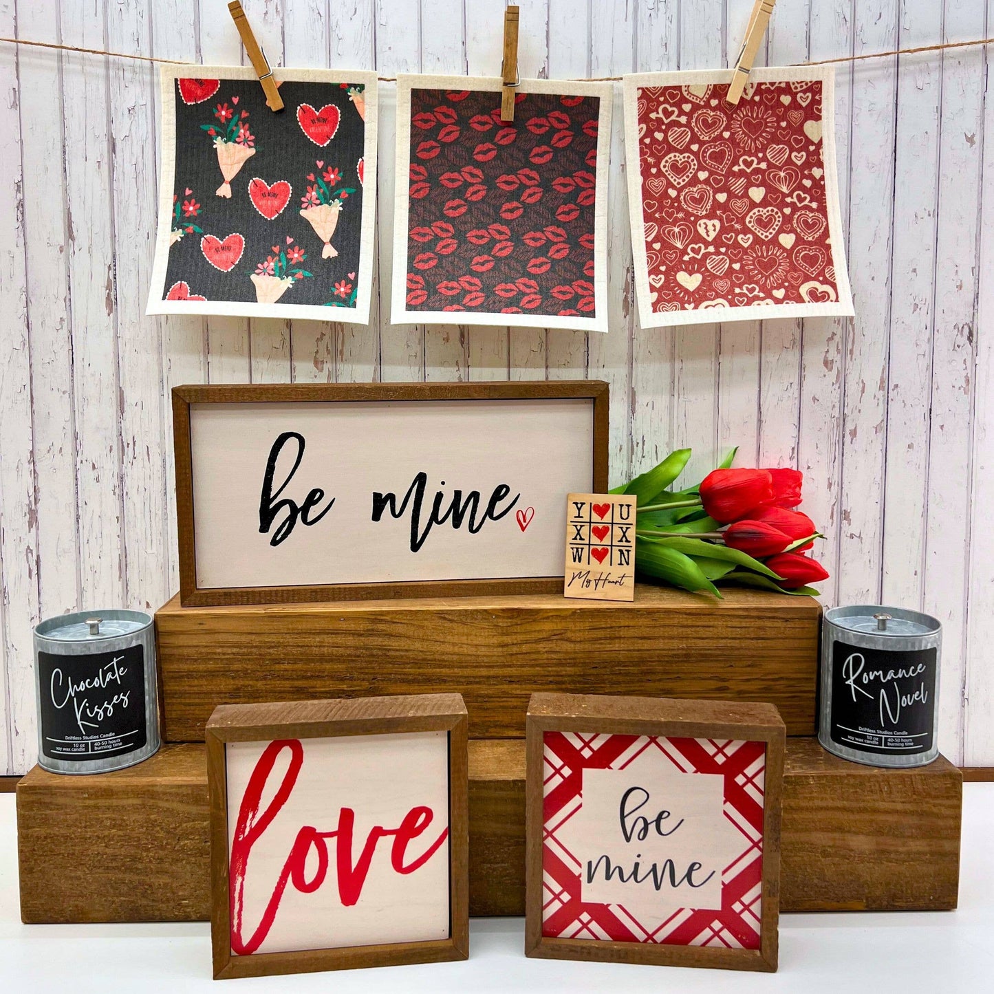 Be Mine, Valentine Flowers Swedish Dishcloth Valentines Day