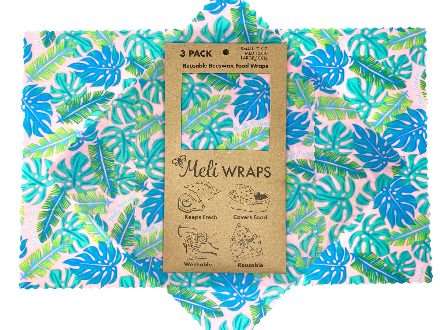 Reusable Beeswax Wraps- MeliWraps 3 Pack Assorted Collection