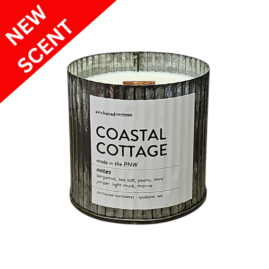Coastal Cottage Rustic Vintage Wood Wick Candle