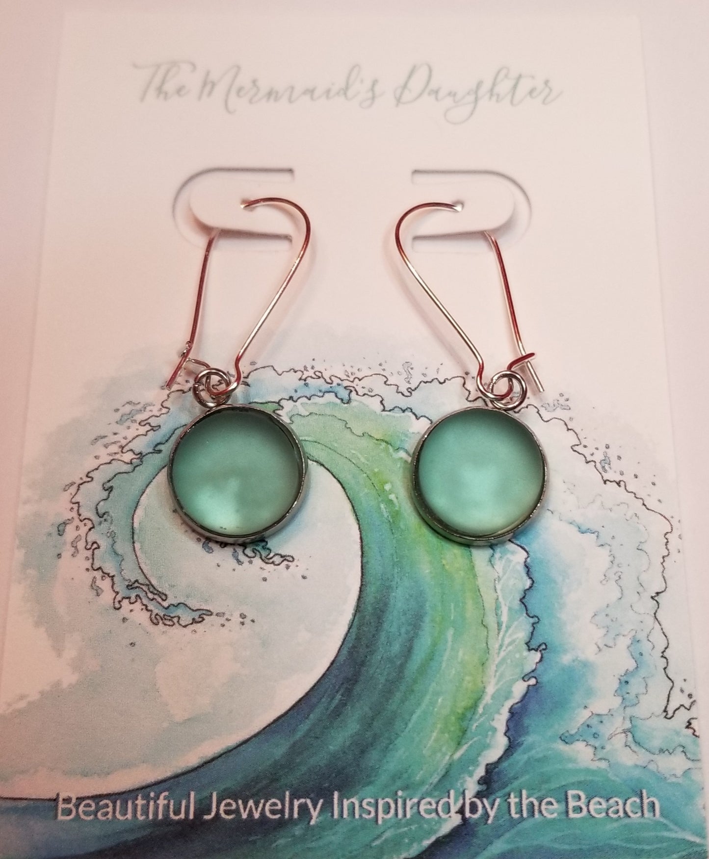 Bezel set sea glass earrings