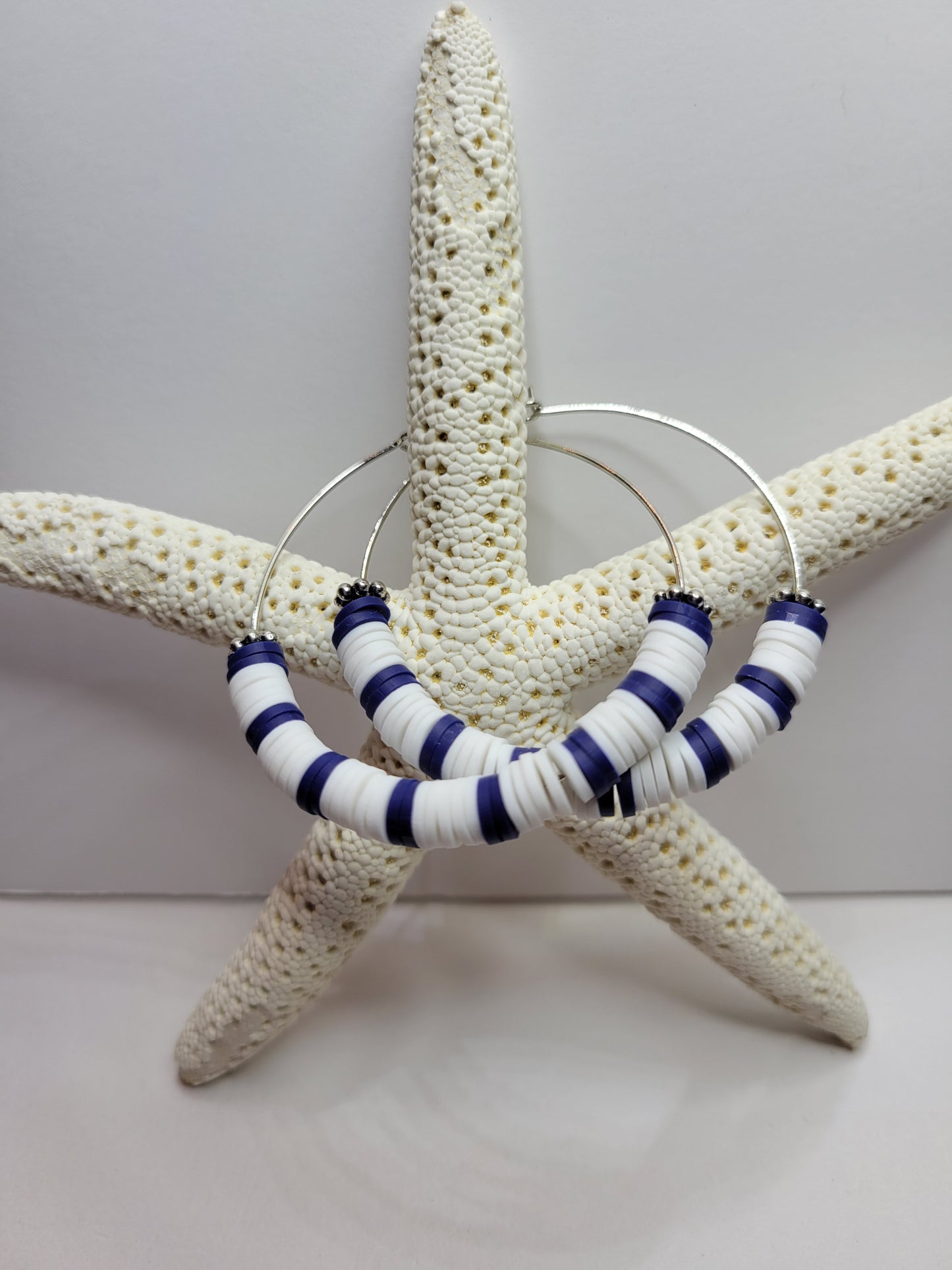 Large Heishi bead hoop earrings