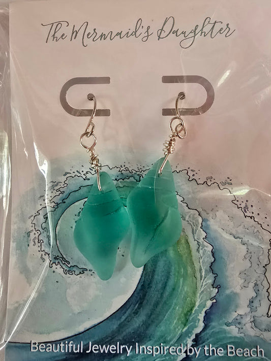 Conch shell sea glass earrings