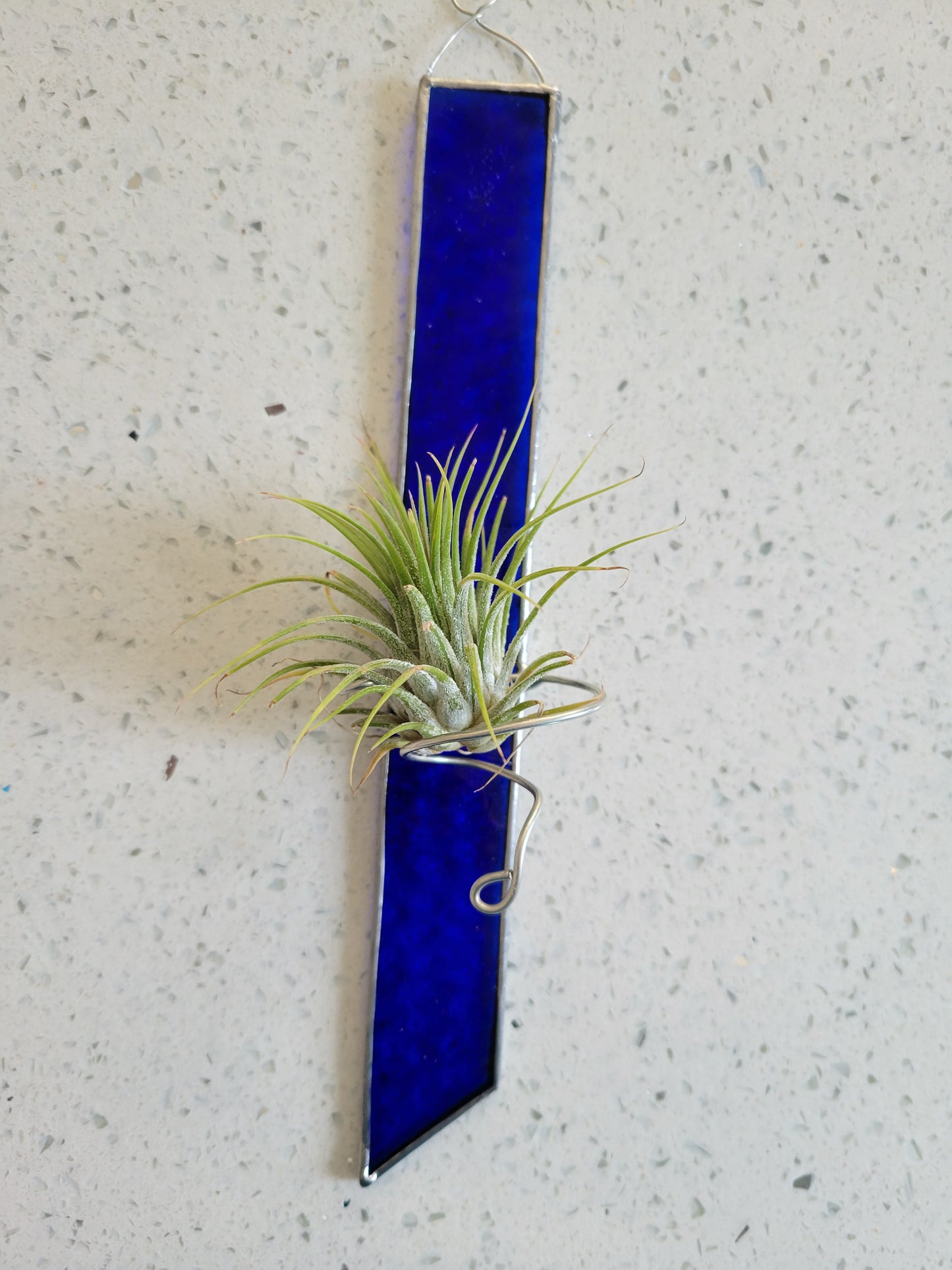 stained glass blue airplant holder