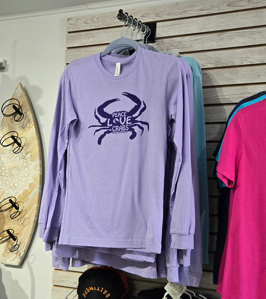 Peace Love Crabs Long Sleeve Unisex Tee
