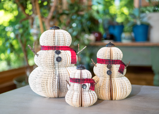Book Page Snowman-Christmas Decor-Book Gift-Literary Decor