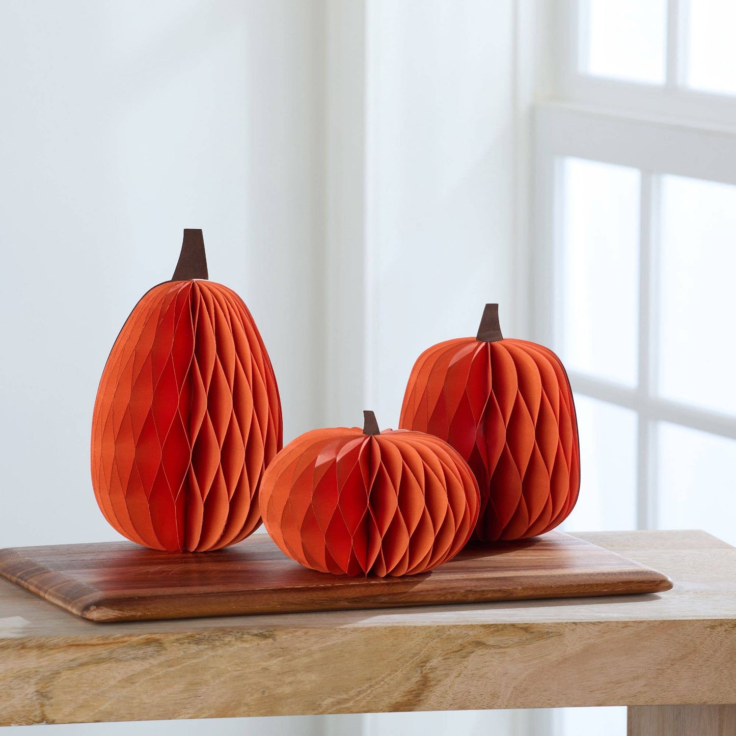 Honeycomb Pumpkin Autumn Shelf Sitter, Halloween Table, Cat