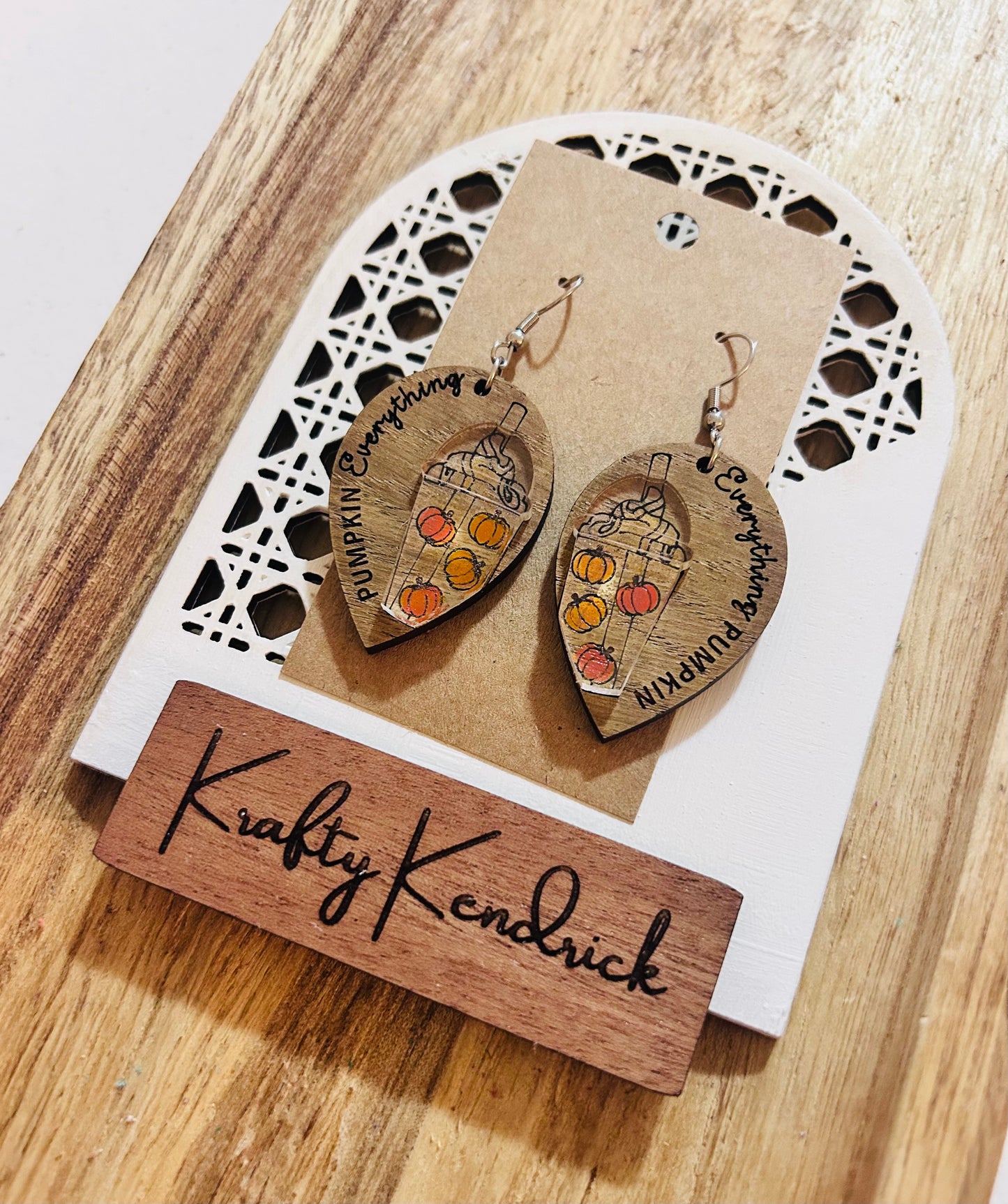Pumpkin Everything wooden earrings