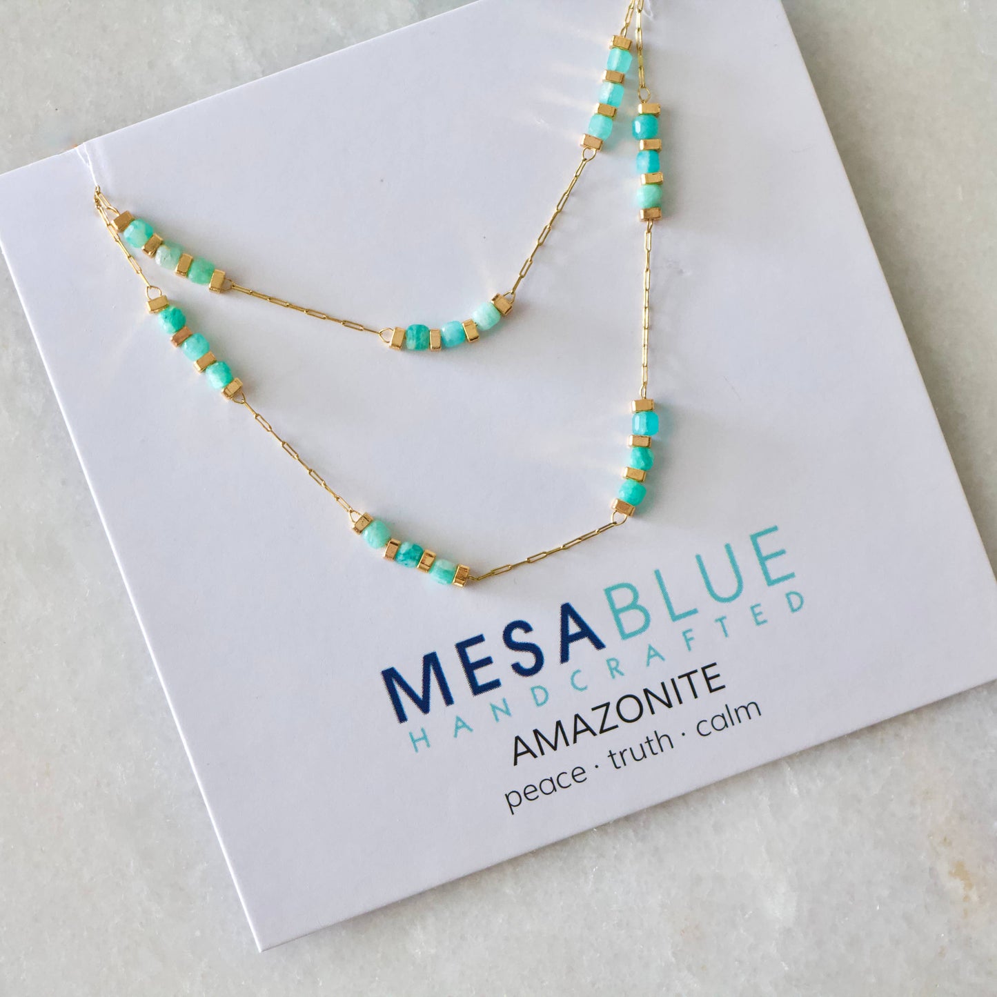 Square Stone Beaded Chain - Apatite, Amazonite, Labradorite,