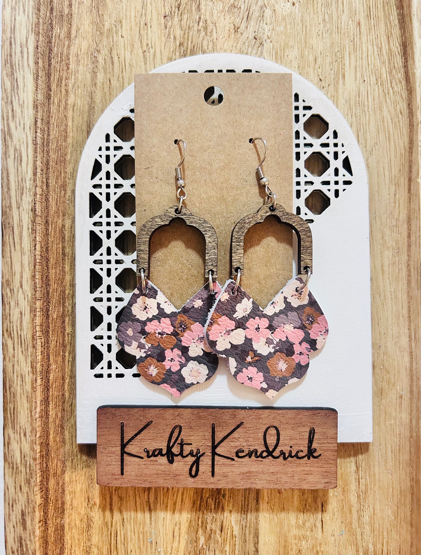 Muted Gray, Pink and Brown Fall Dangle earrings