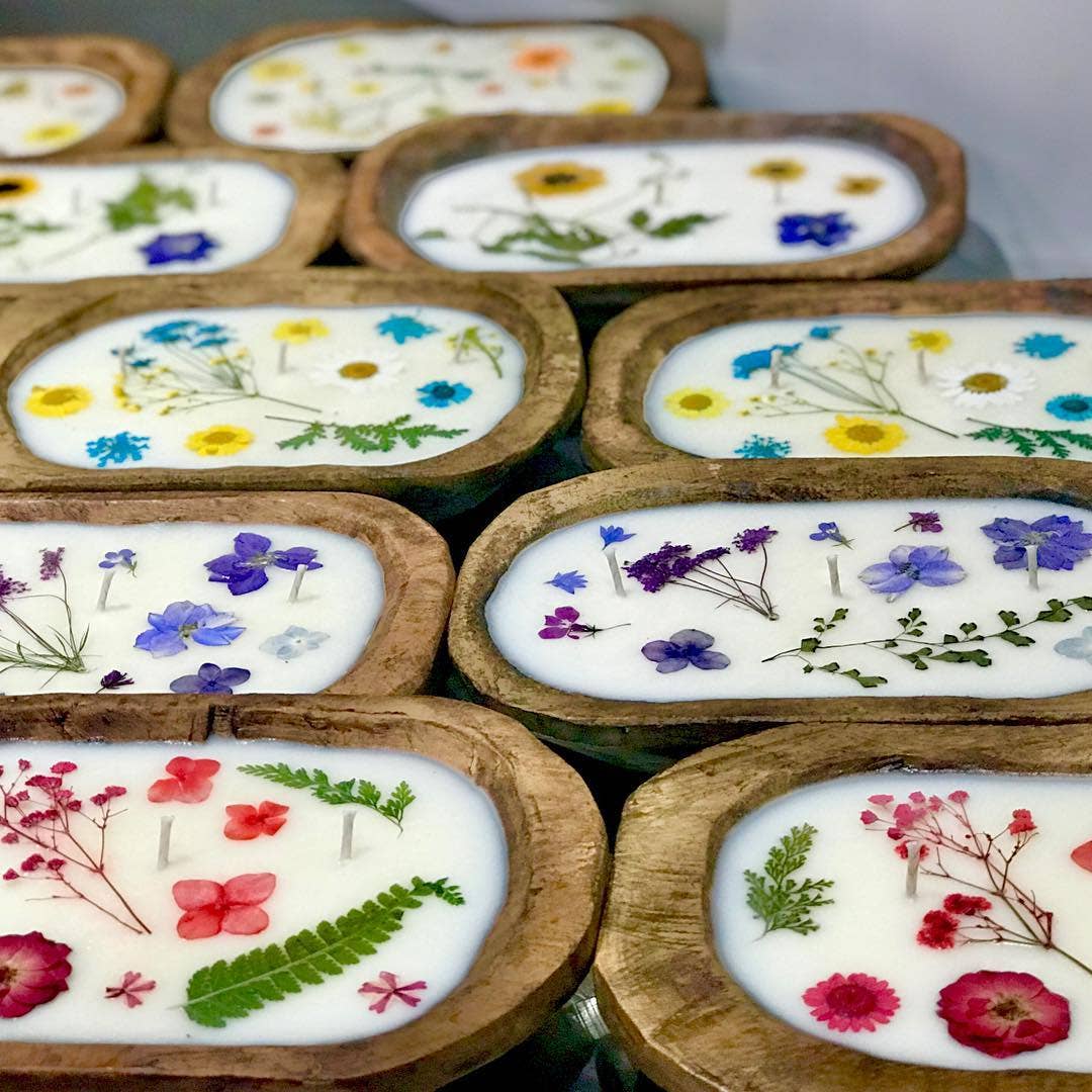 Dough Bowl Soy Candle - "FLOWERS"