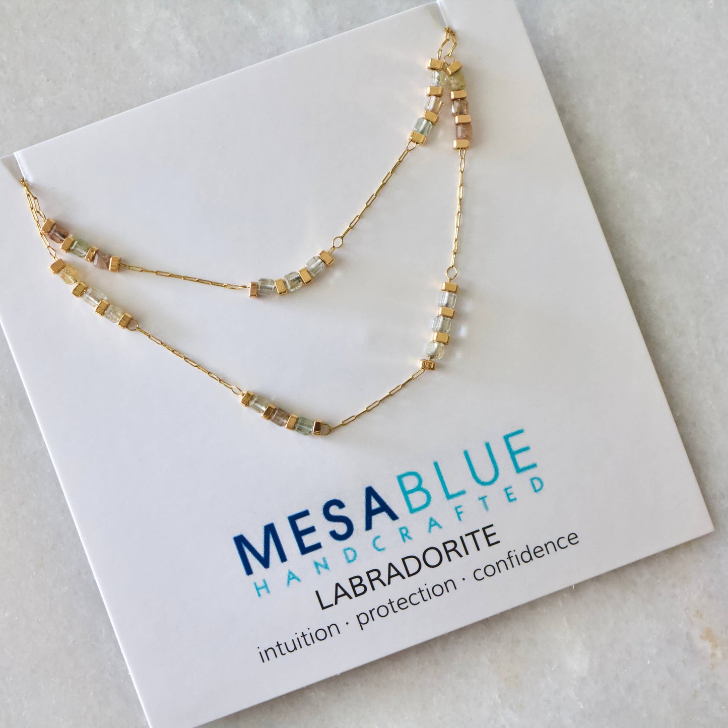Square Stone Beaded Chain - Apatite, Amazonite, Labradorite,