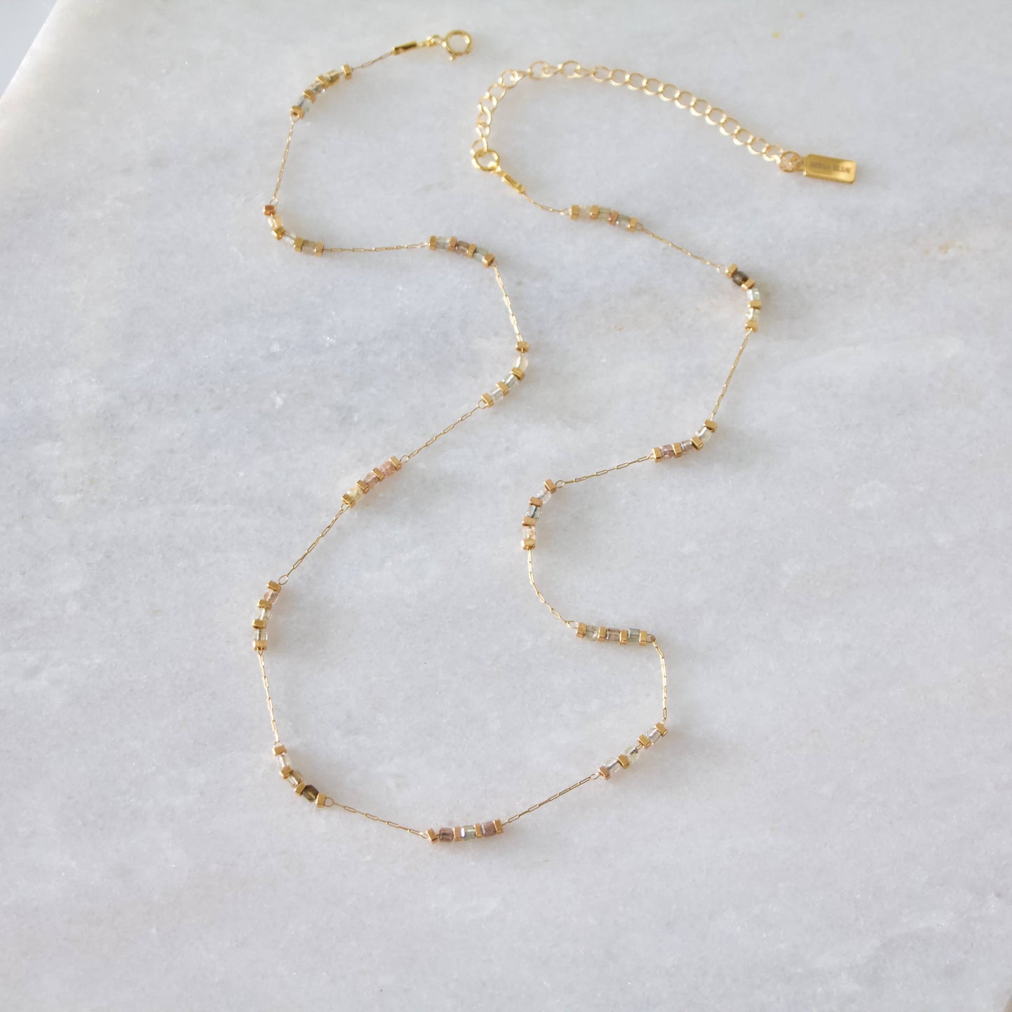 Square Stone Beaded Chain - Apatite, Amazonite, Labradorite,