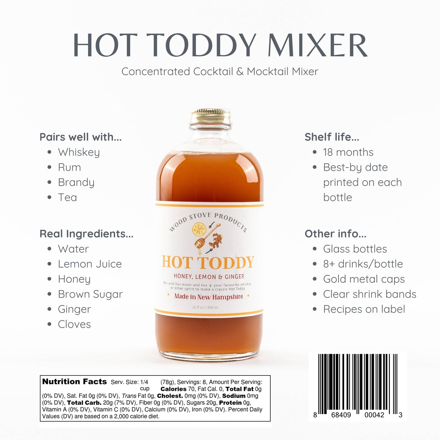Hot Toddy Cocktail Mixer and Mocktail Mixer, 16 fl oz