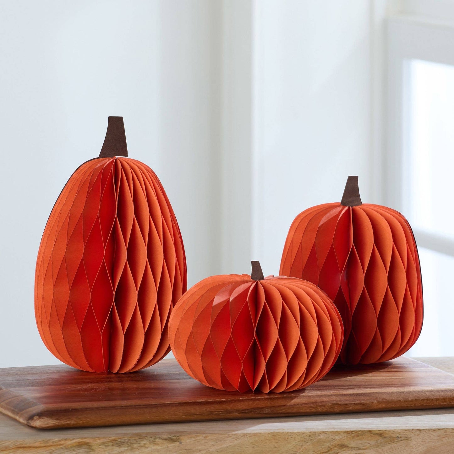 Honeycomb Pumpkin Autumn Shelf Sitter, Halloween Table, Cat