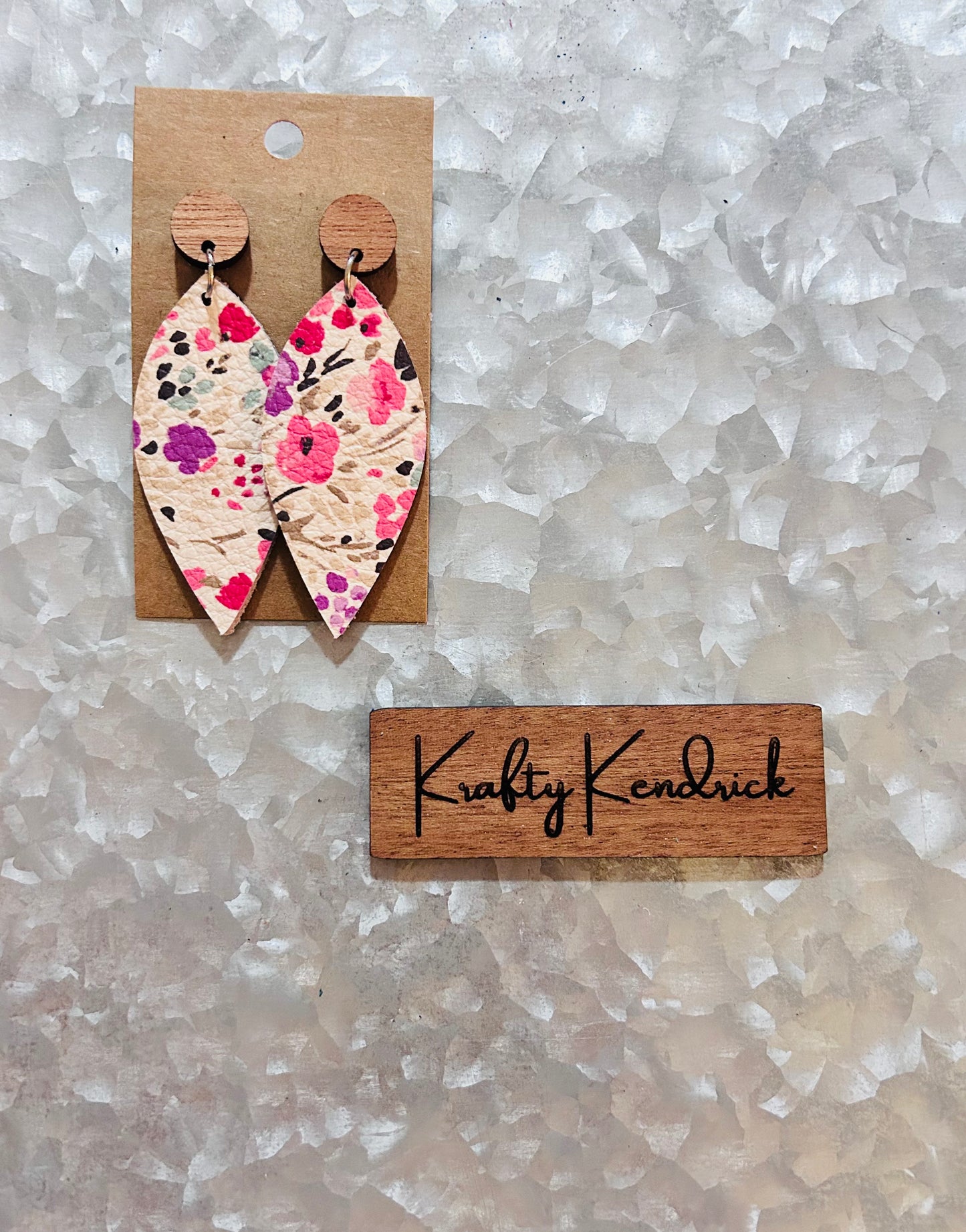 Floral leaf dangle earrings