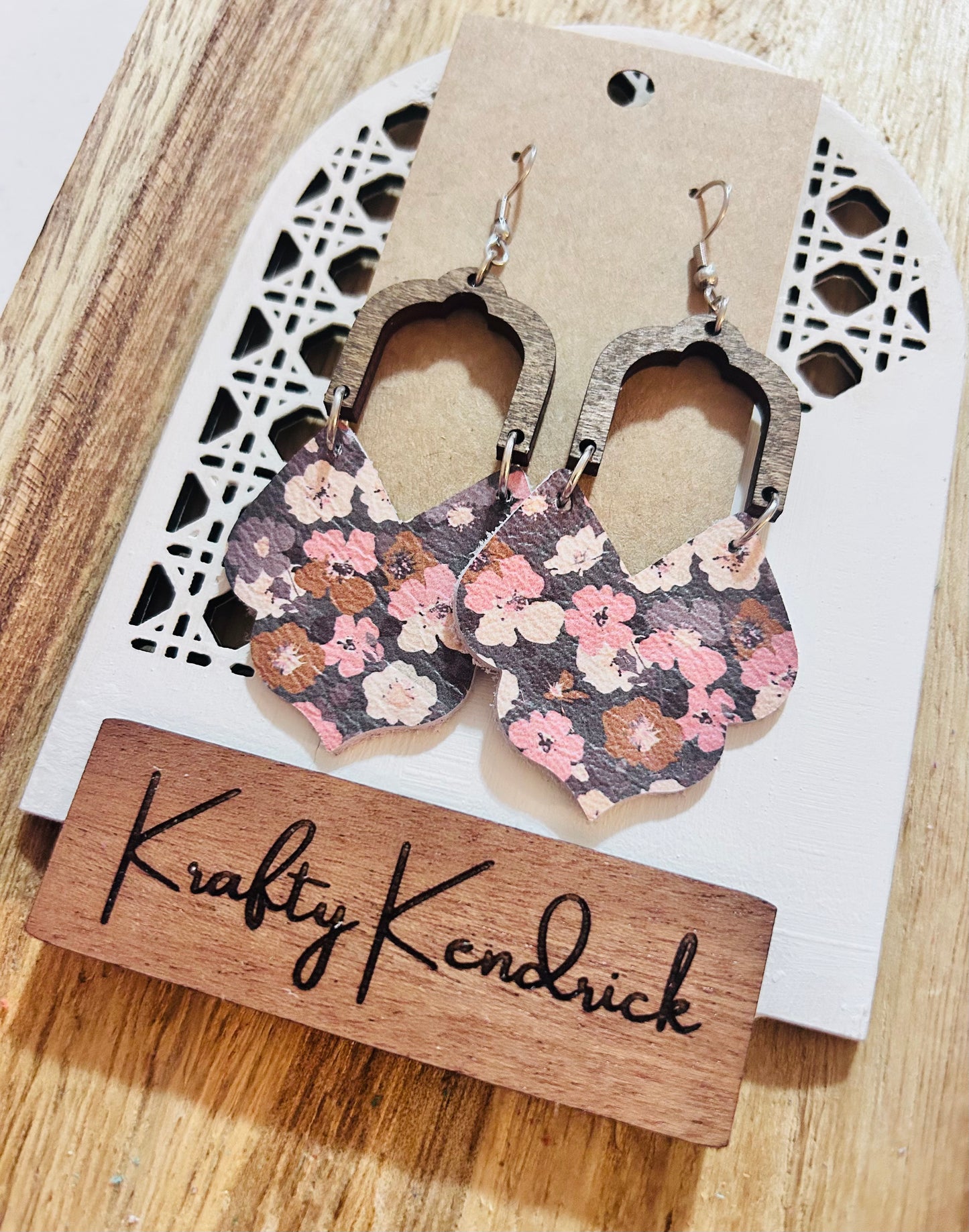 Muted Gray, Pink and Brown Fall Dangle earrings