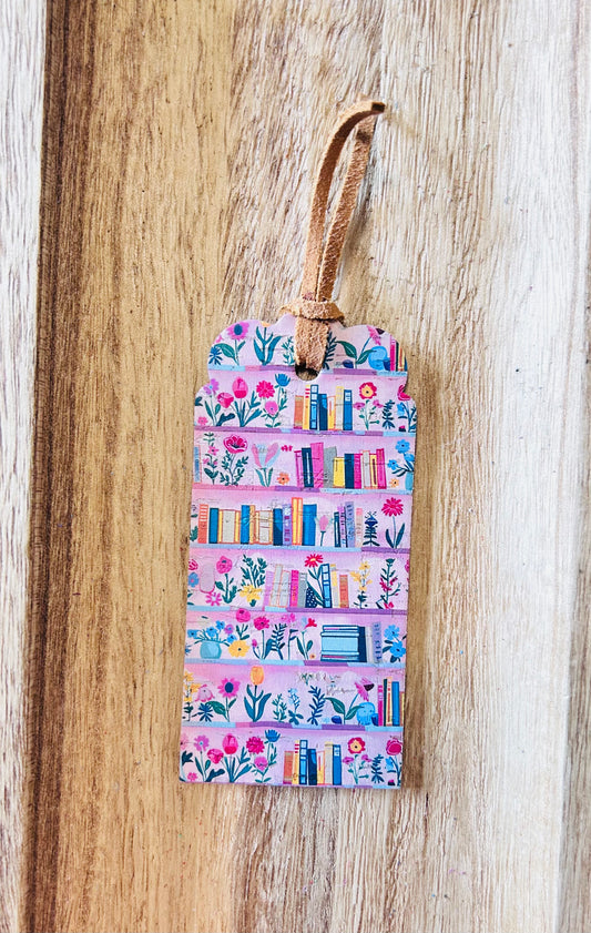 Pink book print on Bookmark