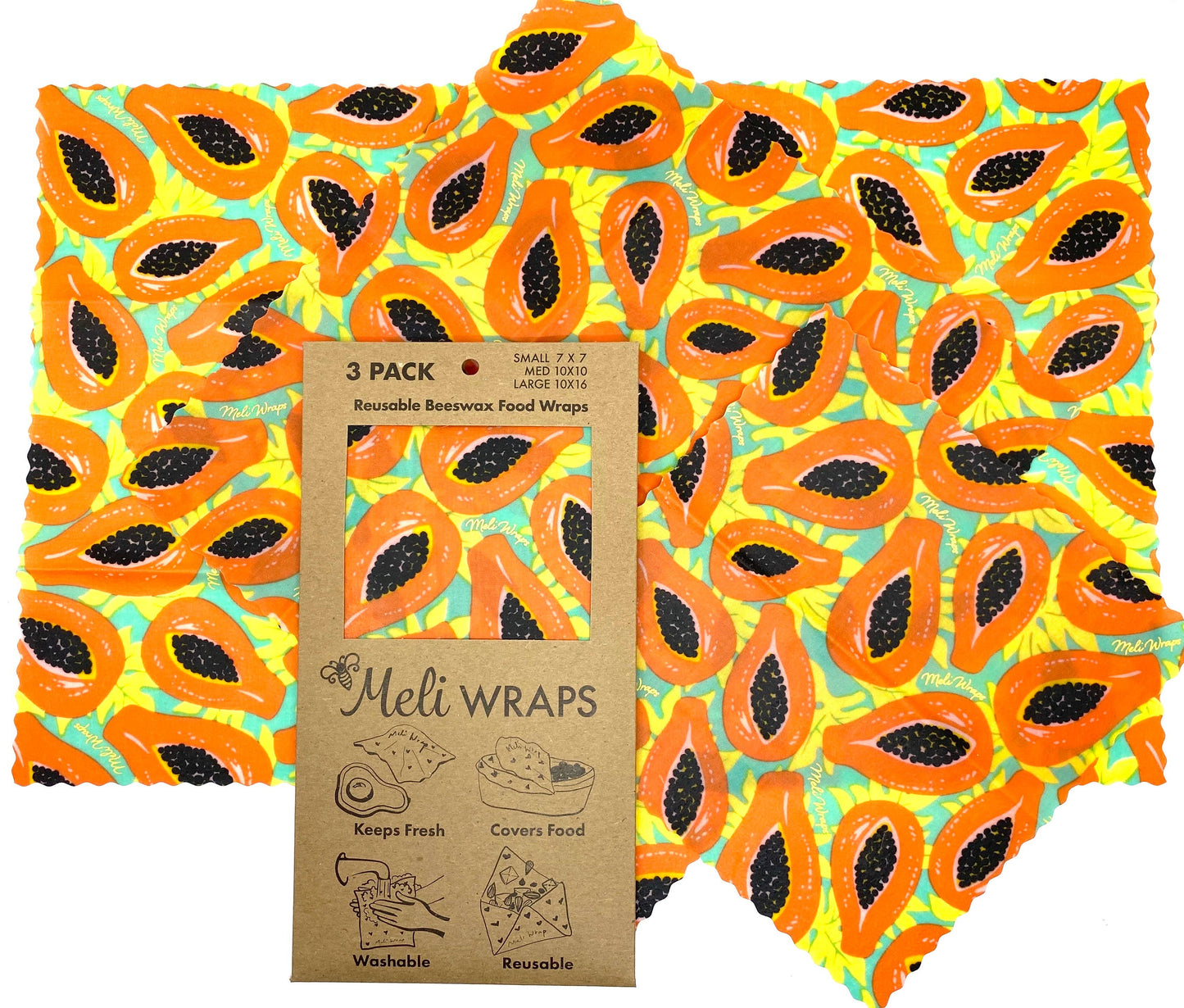 Reusable Beeswax Wraps- MeliWraps 3 Pack Assorted Collection