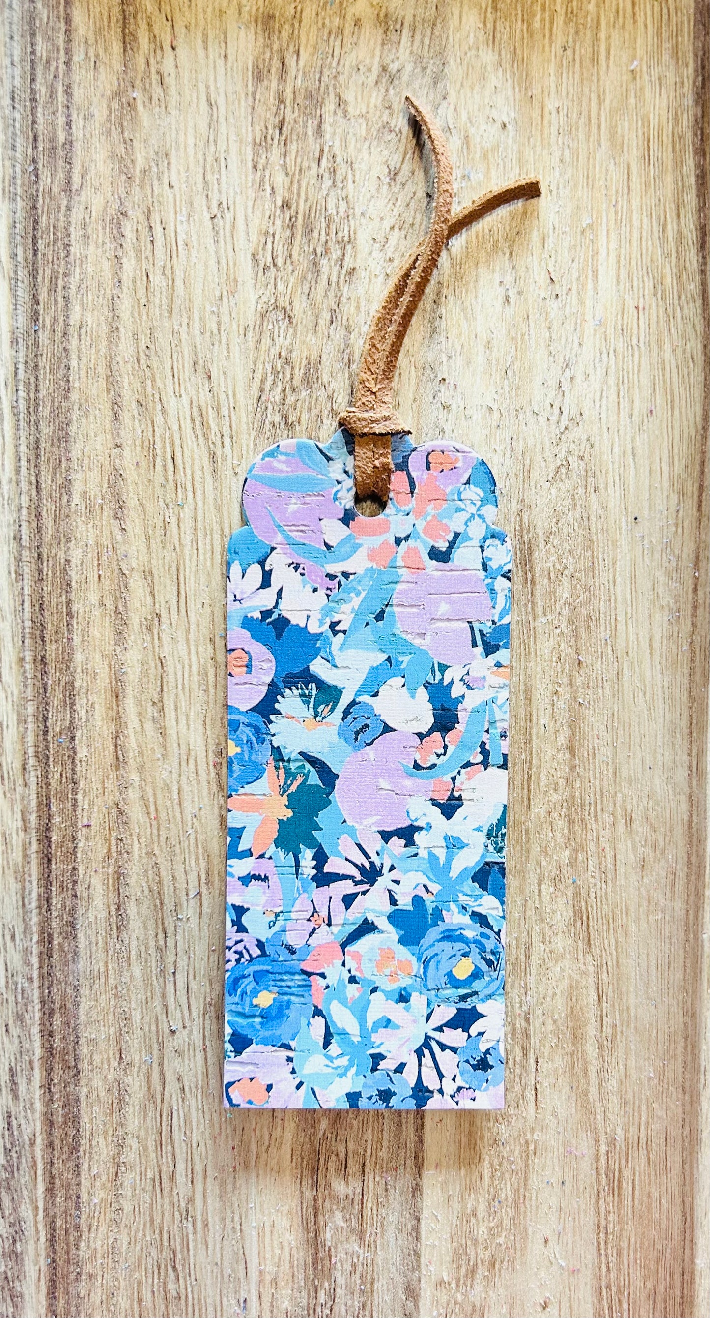 Blue and Pink floral watercolor bookmark