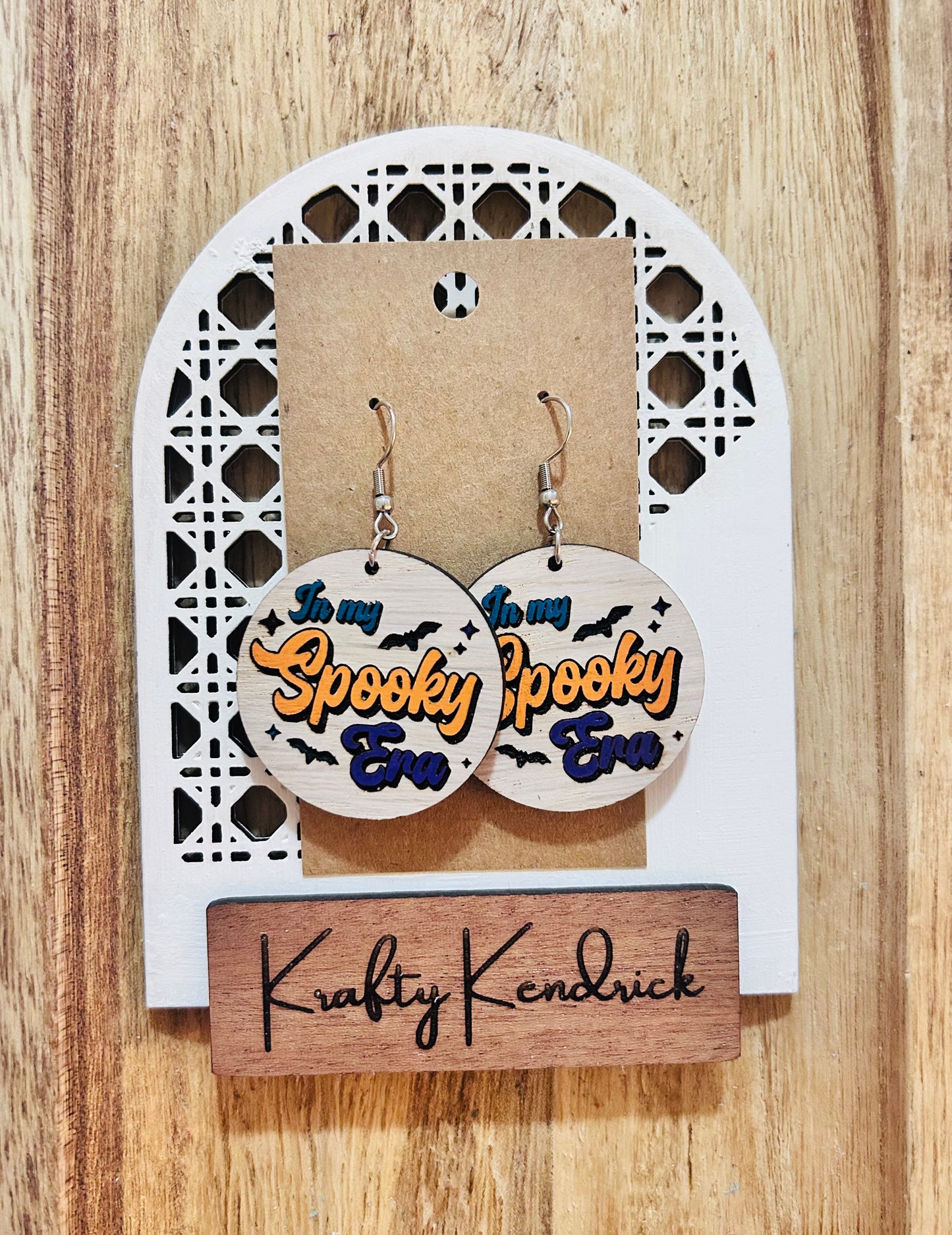 In my Spooky Era wooden earrings