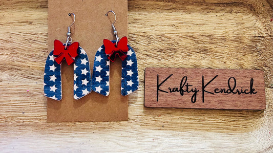 Blue Stars Upside down U shape Dangle Earrings
