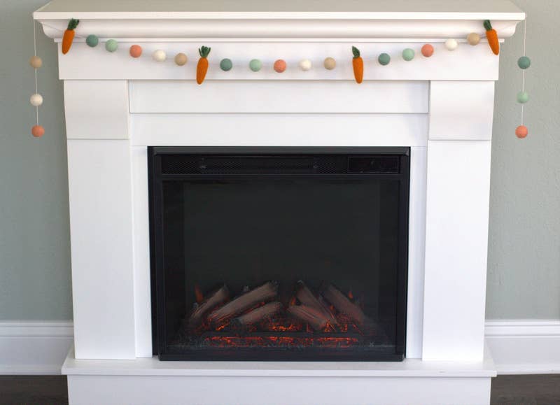 Felt Carrot Garland- Earth Tone Balls- Easter Spring Decor