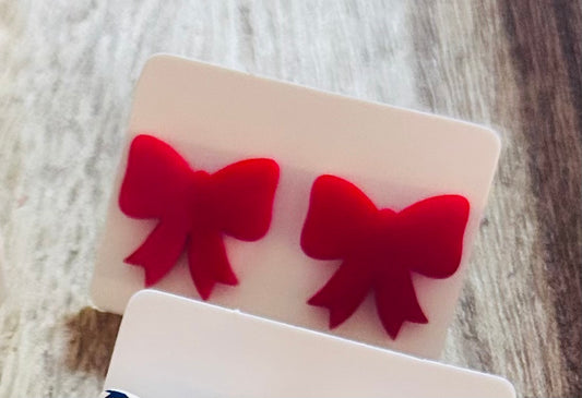 Red Bow Acrylic earring studs  Stainless steel earring studs