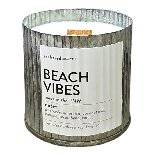 Beach Vibes Rustic Vintage Farmhouse Wood Wick Candle