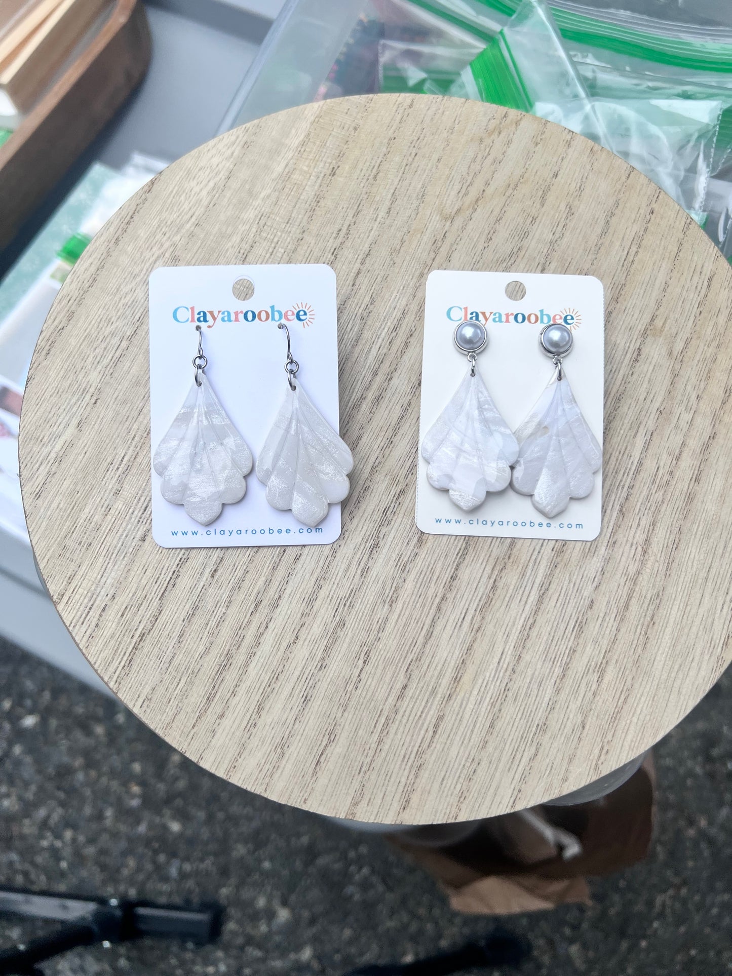 Scalloped Pearlescent Dangle Earrings