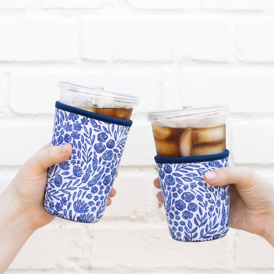 Porcelain Floral Drink Sleeve, Iced Coffee, Drink Cover