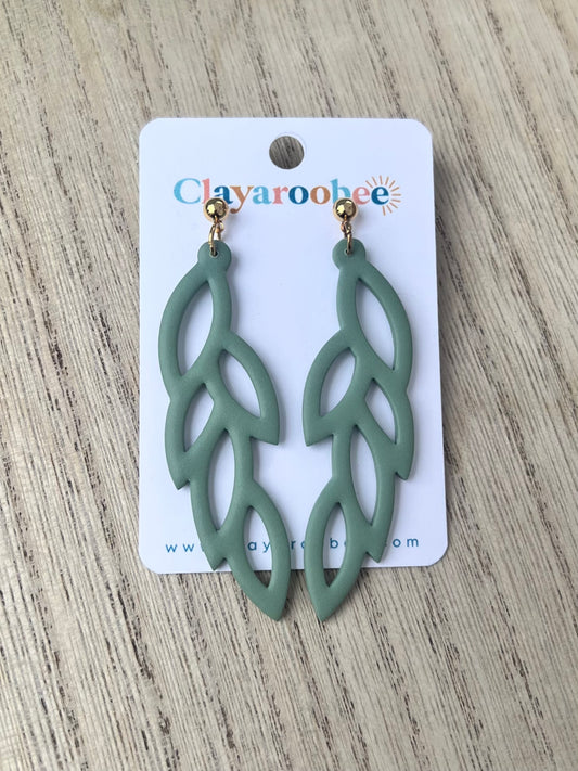Open Leaf Long Dangle Earrings