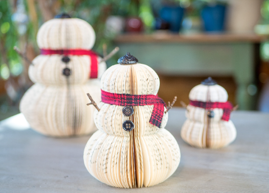 Book Page Snowman-Christmas Decor-Book Gift-Literary Decor