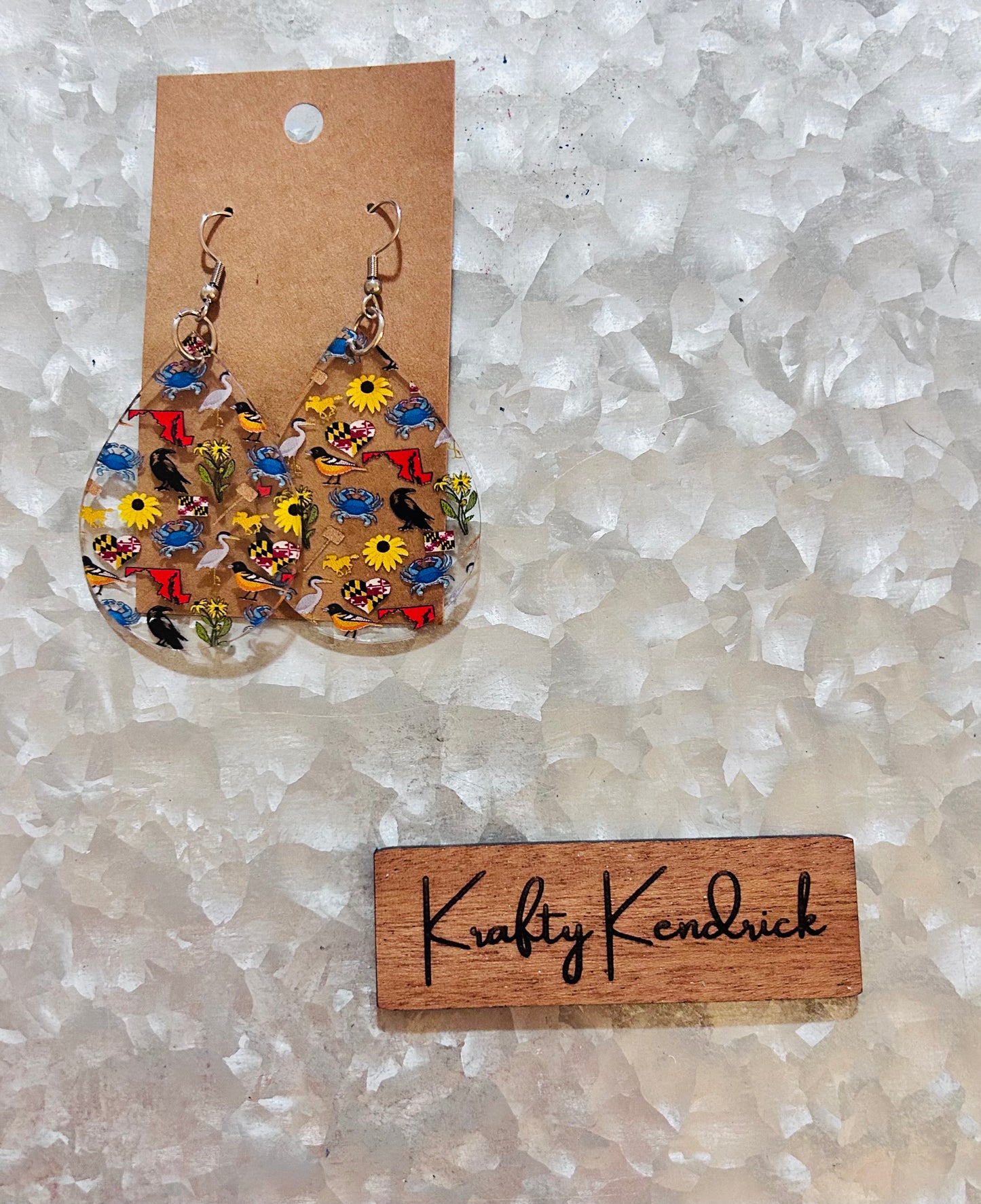 Maryland themed pattern earrings