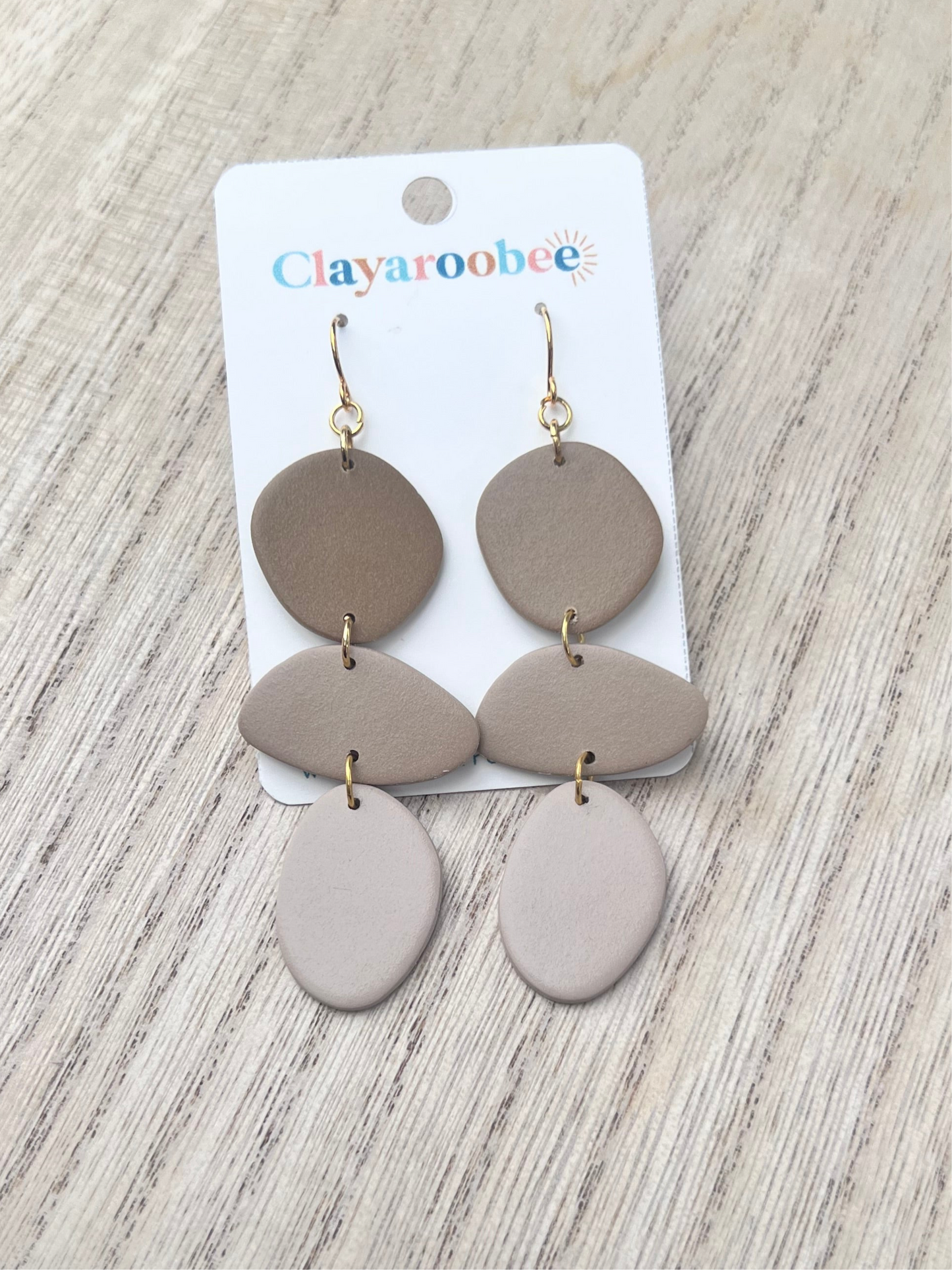 Triple Tan Orangic Shaped Dangle Earrings