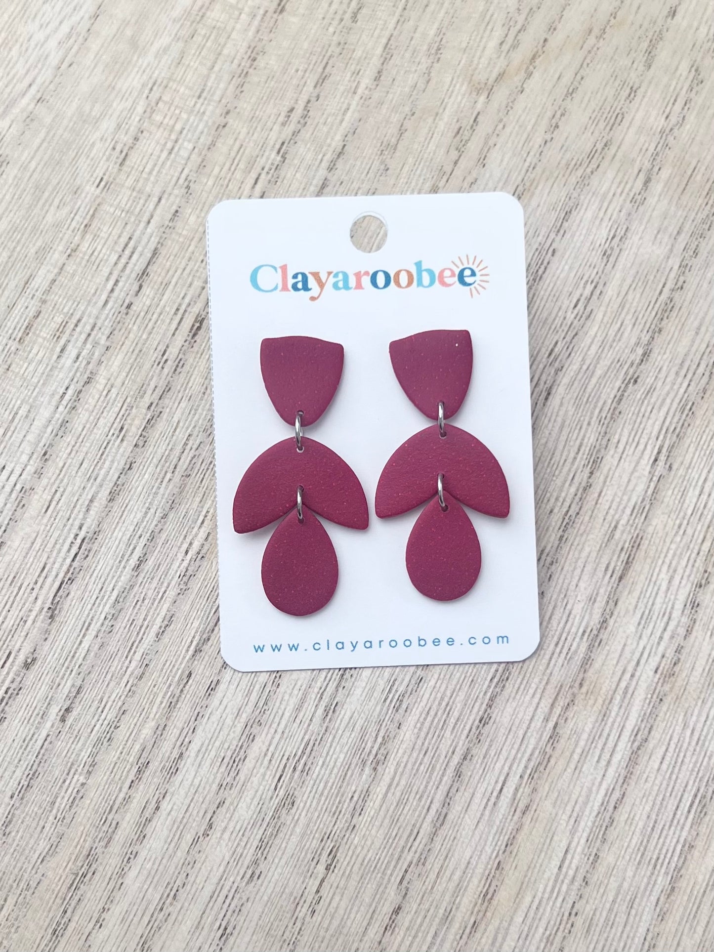 Triple Pc Red Shimmer Dangle Earrings
