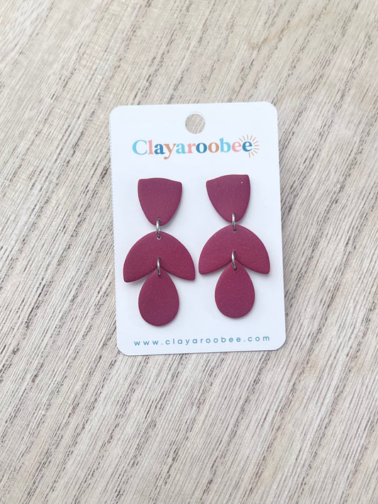 Triple Pc Red Shimmer Dangle Earrings