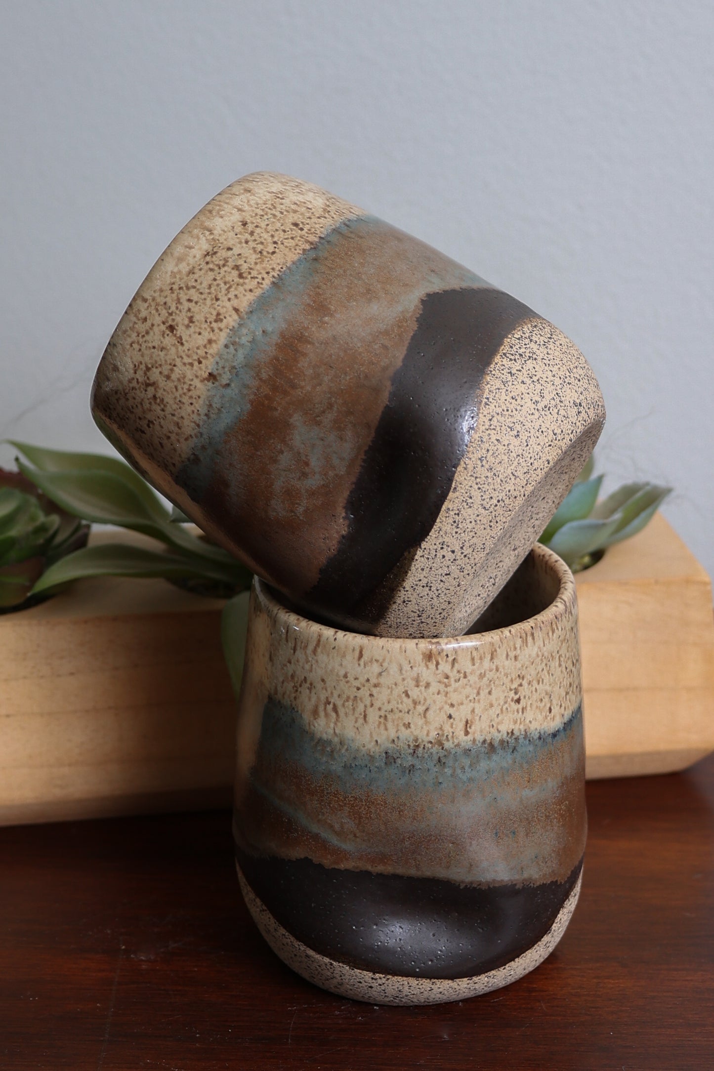 Sawdust and Clay Thumbprint tumblers