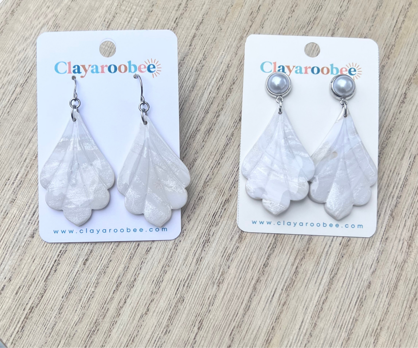 Scalloped Pearlescent Dangle Earrings