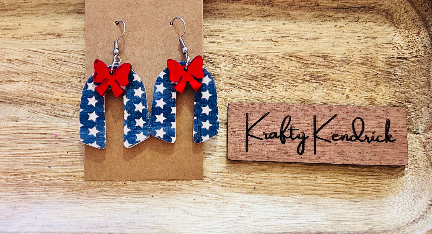 Blue Stars Upside down U shape Dangle Earrings