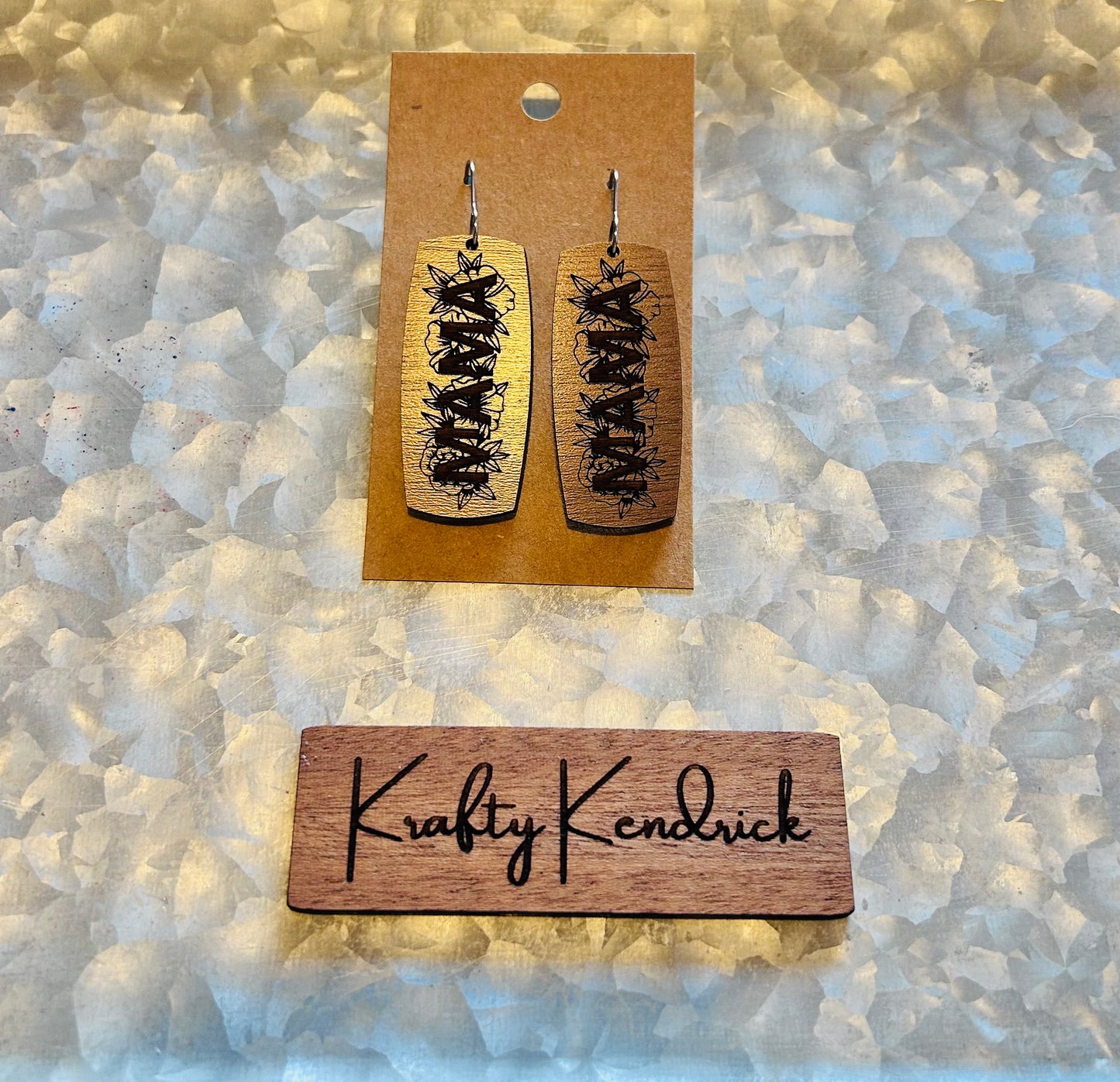 "MAMA" wooden earrings