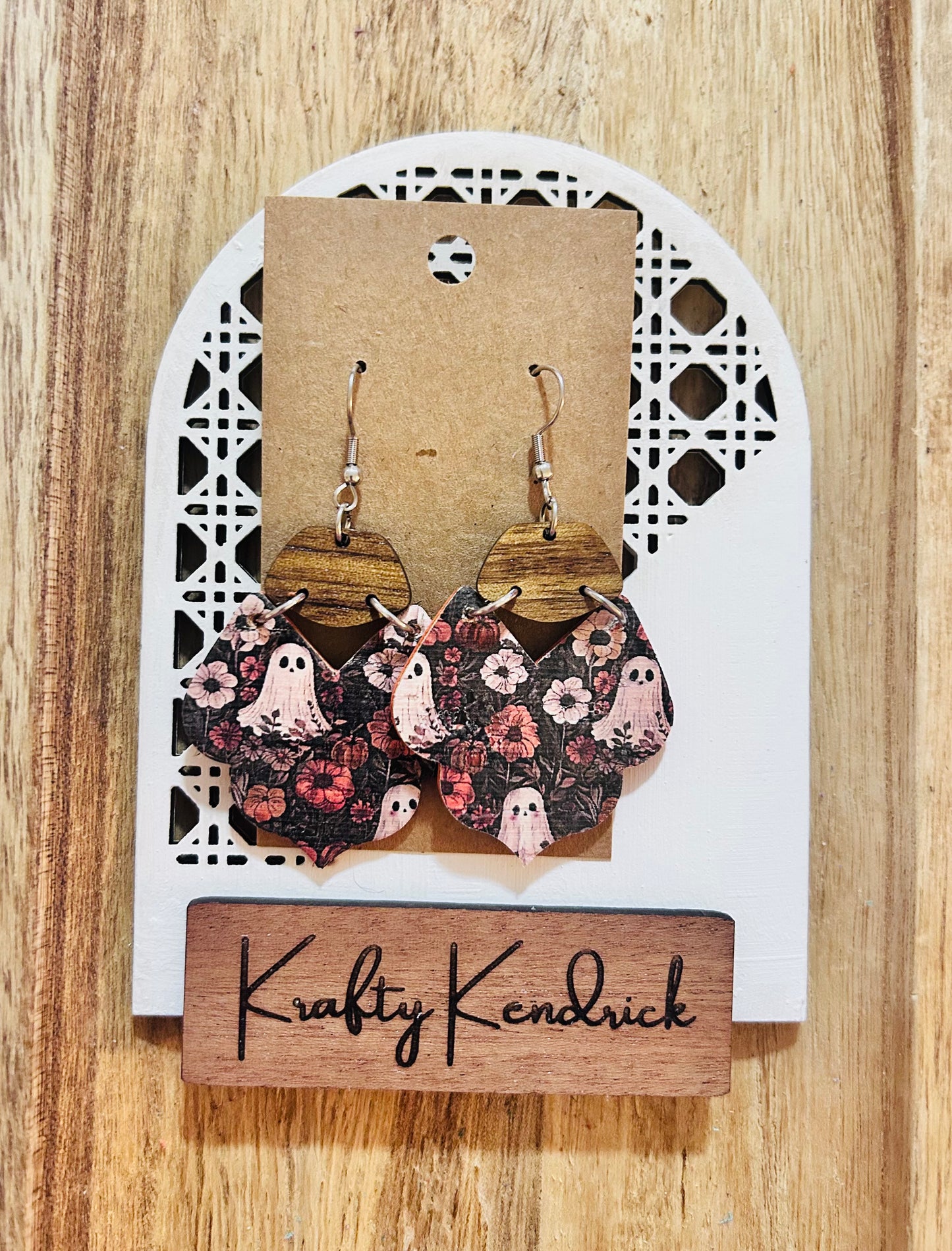 Ghostly Cork on Leather earrings