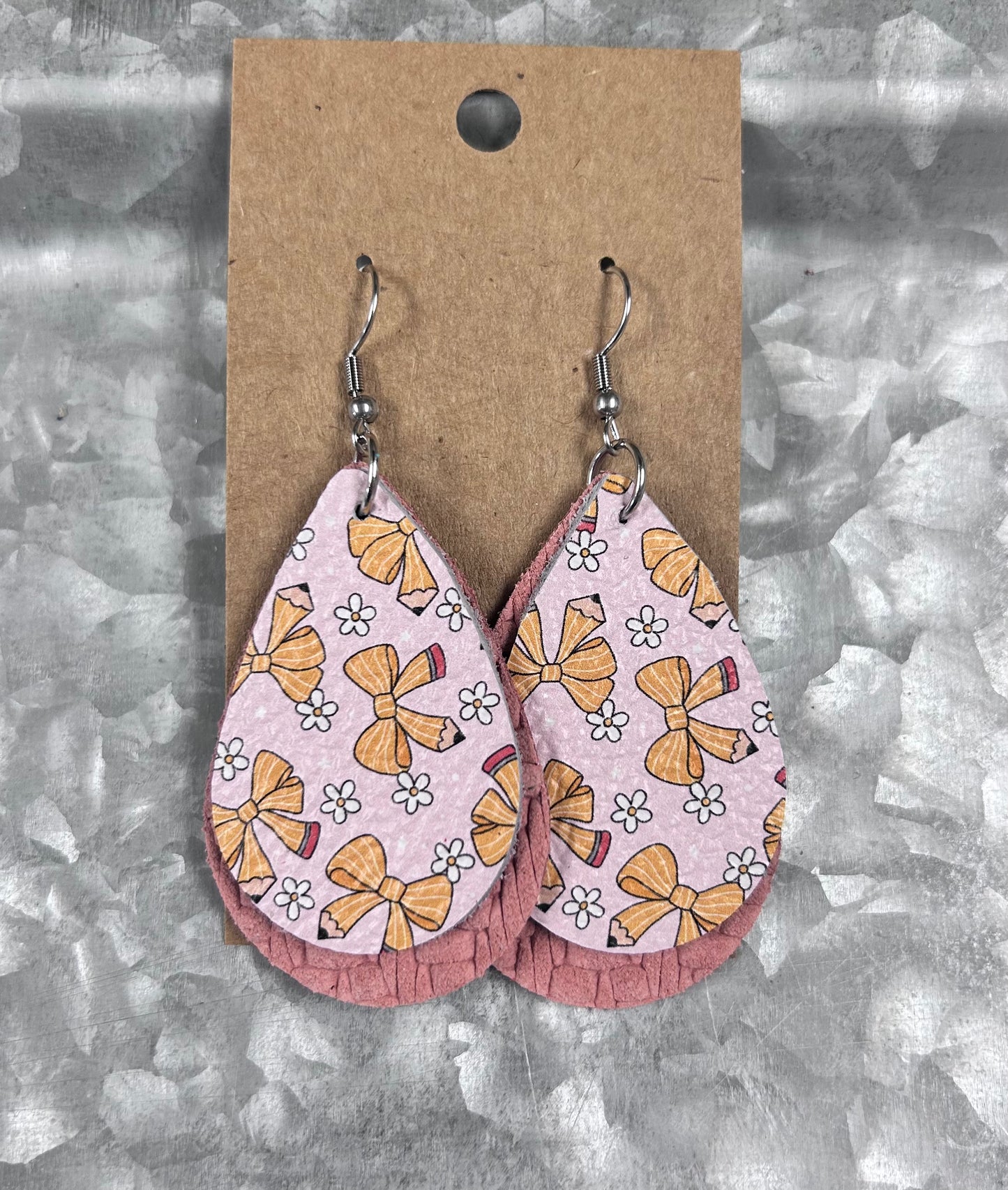 Pink Pencil dangle earring