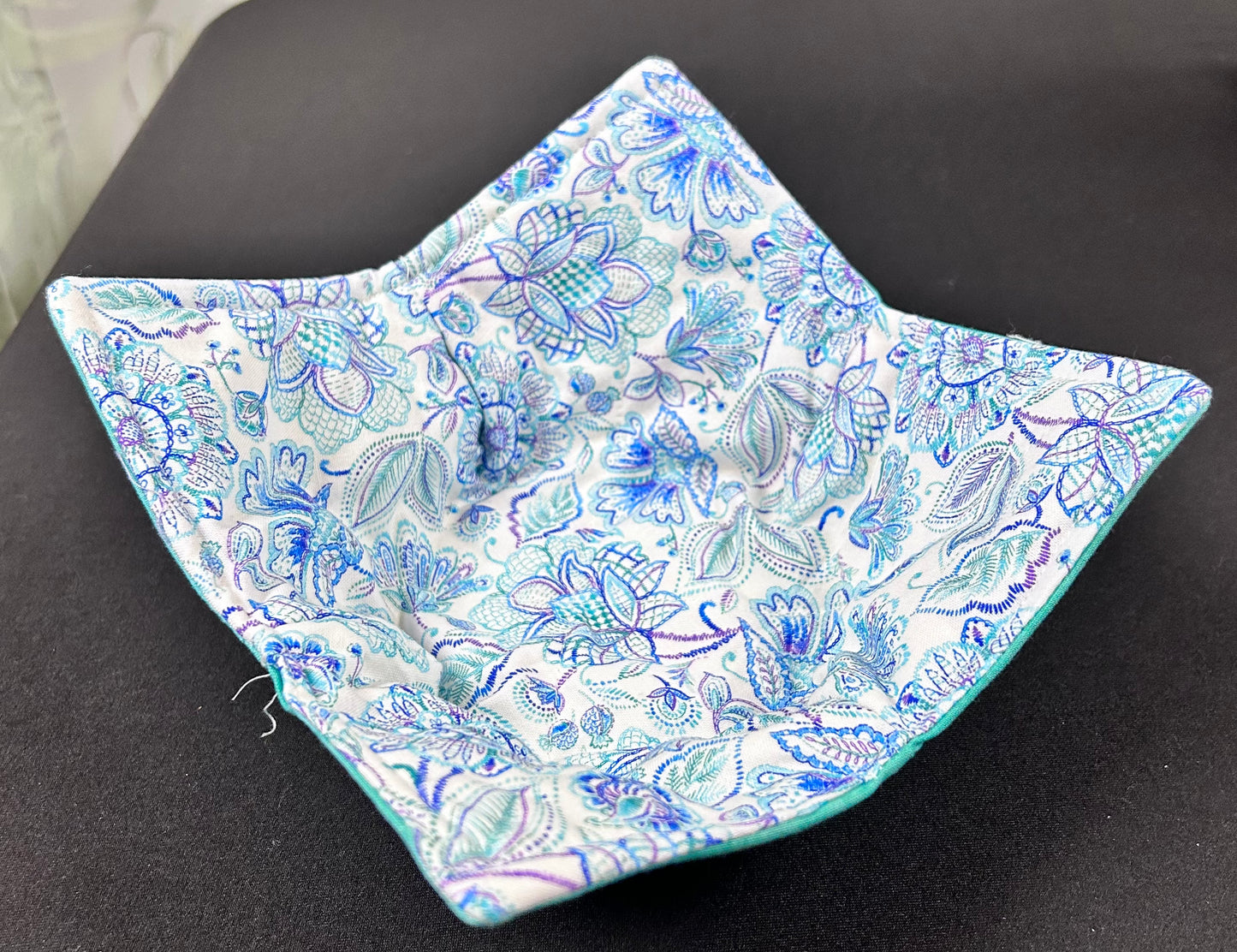 Blue & Teal floral soup bowl koozie
