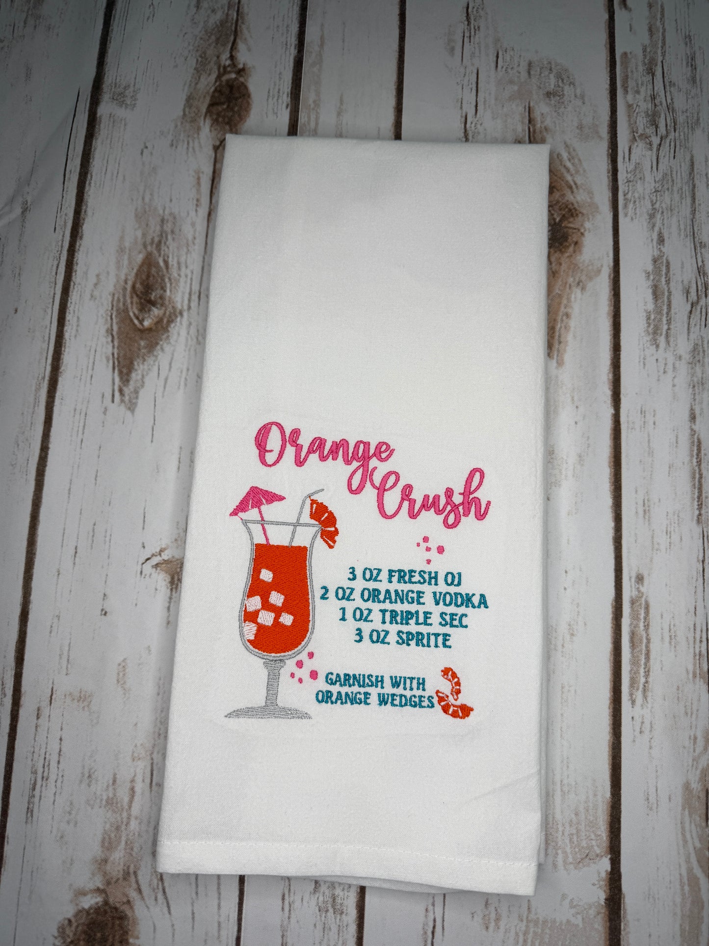 Embroidered Cocktail Recipe Towels
